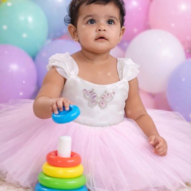 DeeVee Creations New Baby Butterfly Magic Party Wear Dress with hairband