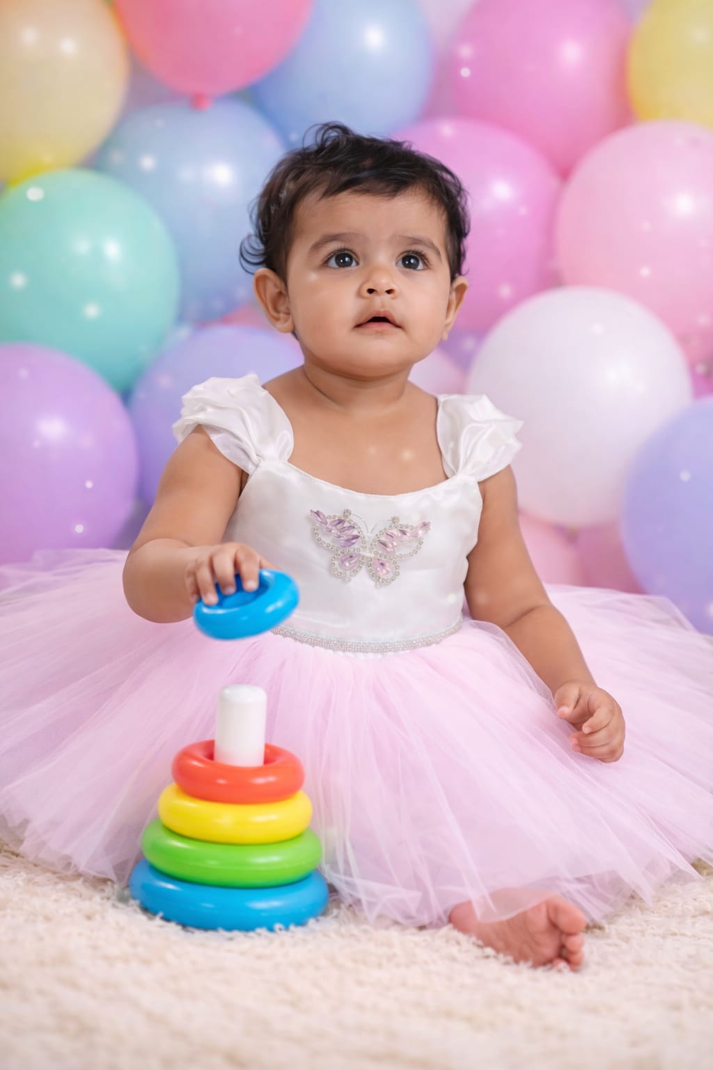 DeeVee Creations New Baby Butterfly Magic Party Wear Dress with hairband