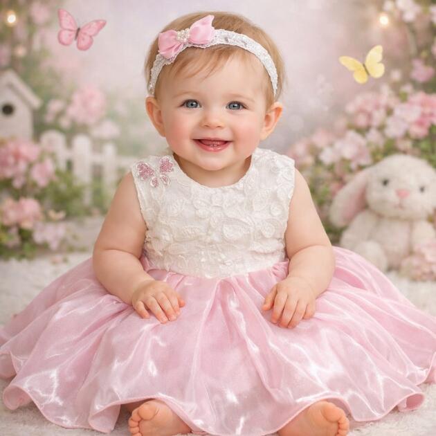 DeeVee Creations New Baby Girls Dress with Lace  and Tulle dress