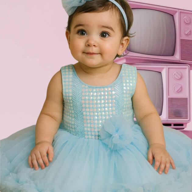 DeeVee Creations Beautiful Princess Frock for Baby Girls With FREE Matching First Walking Shoes