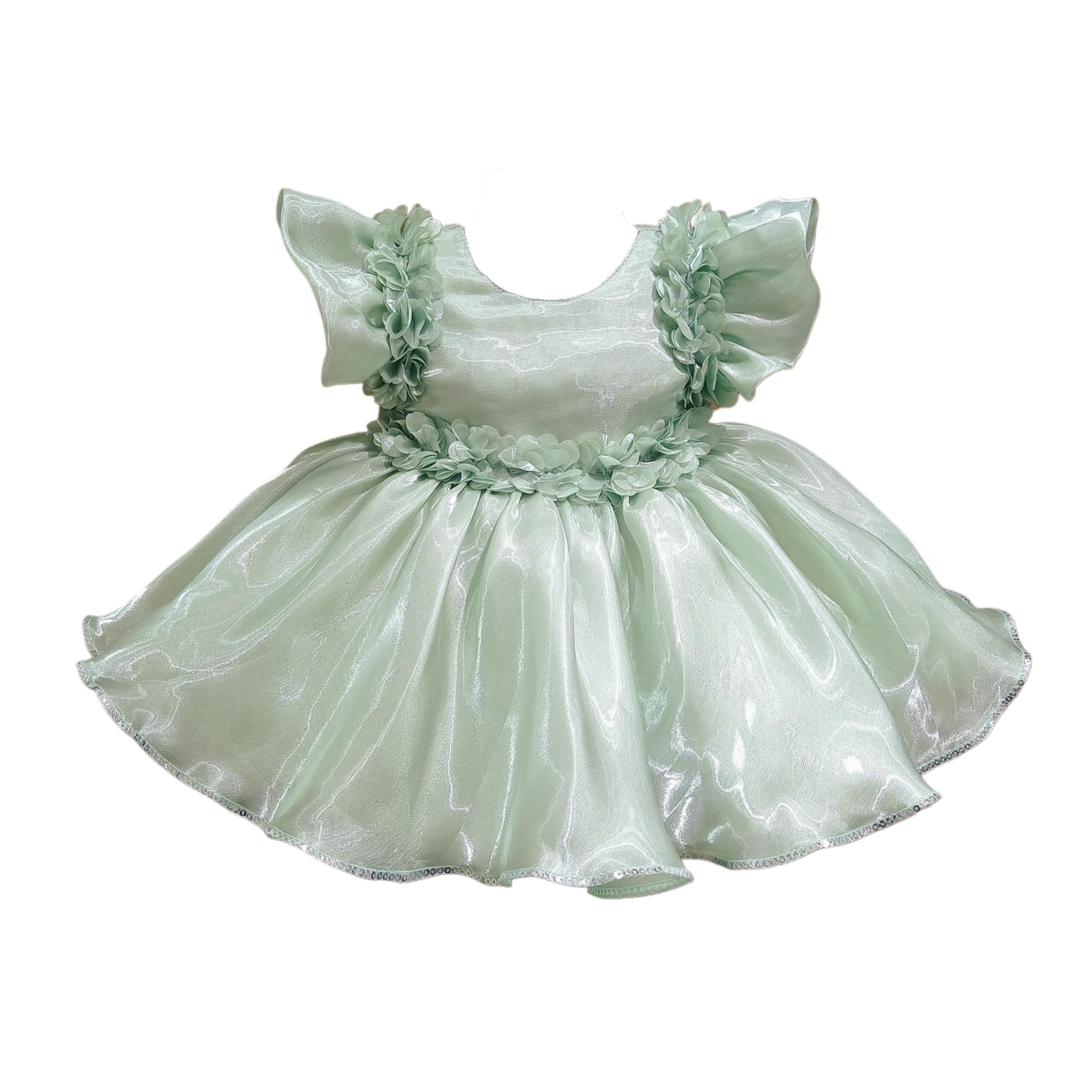 DeeVee Creations Special Occasions Frock For Baby Girls With Flutter Sleeves - Image 4