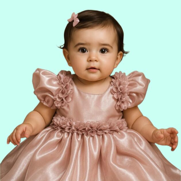 DeeVee Creations Special Occasions Frock For Baby Girls With Flutter Sleeves