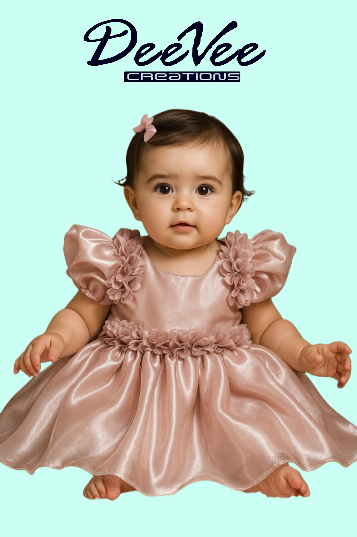 DeeVee Creations Special Occasions Frock For Baby Girls With Flutter Sleeves