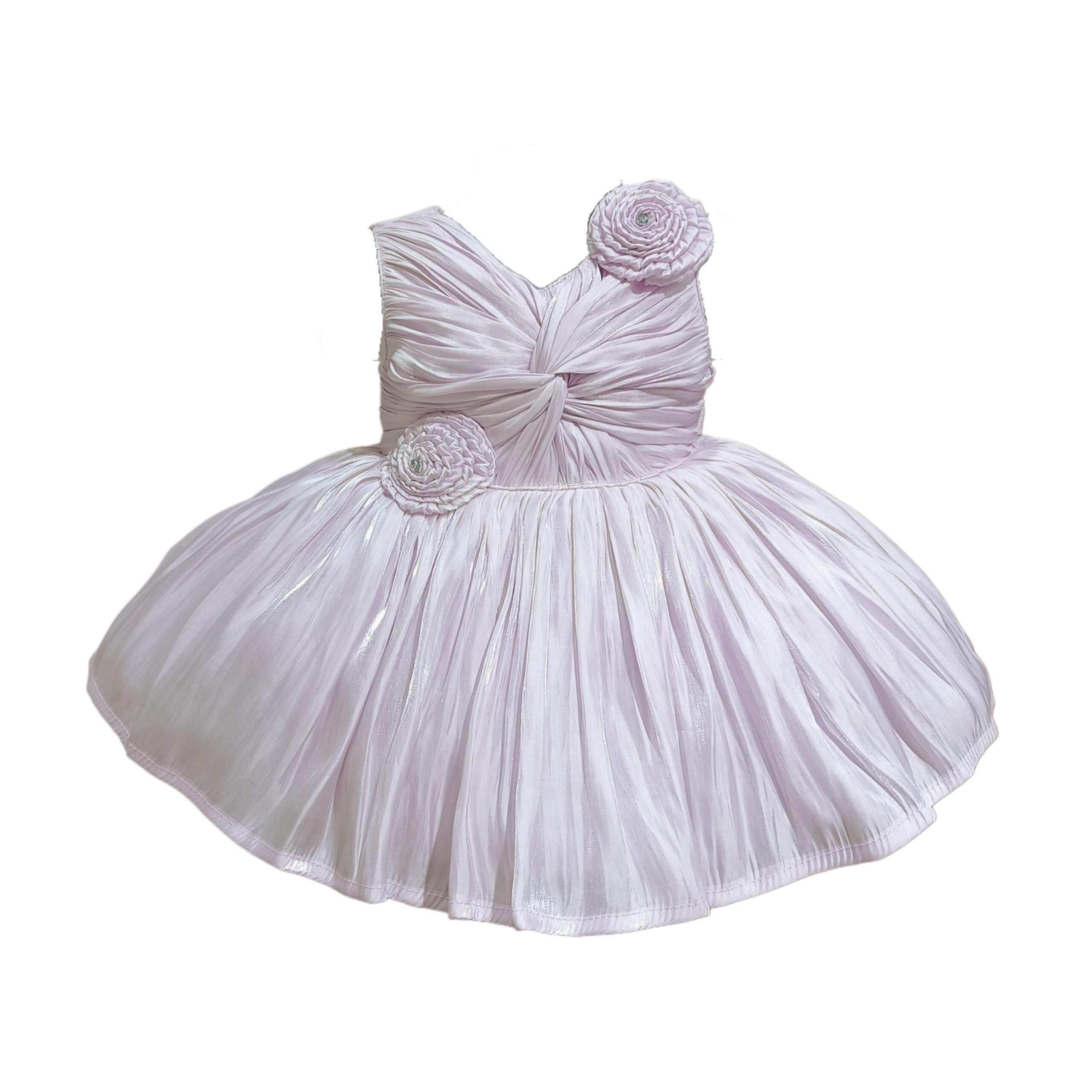 DeeVee Creations Baby Girls' Party Frock with Floral Embellishments & FREE Matching Colored Headband - Image 5