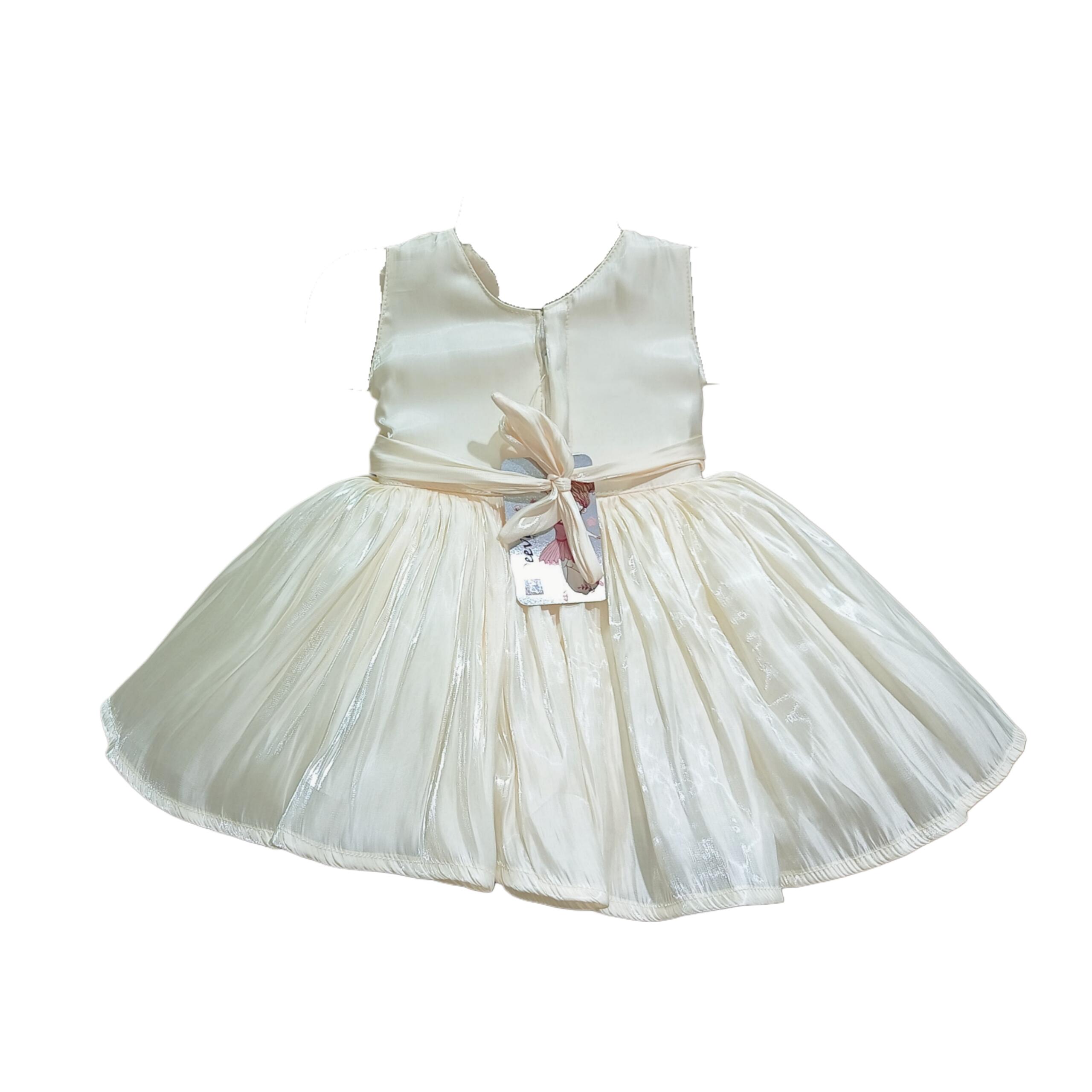 DeeVee Creations Baby Girls' Party Frock with Floral Embellishments & FREE Matching Colored Headband - Image 3