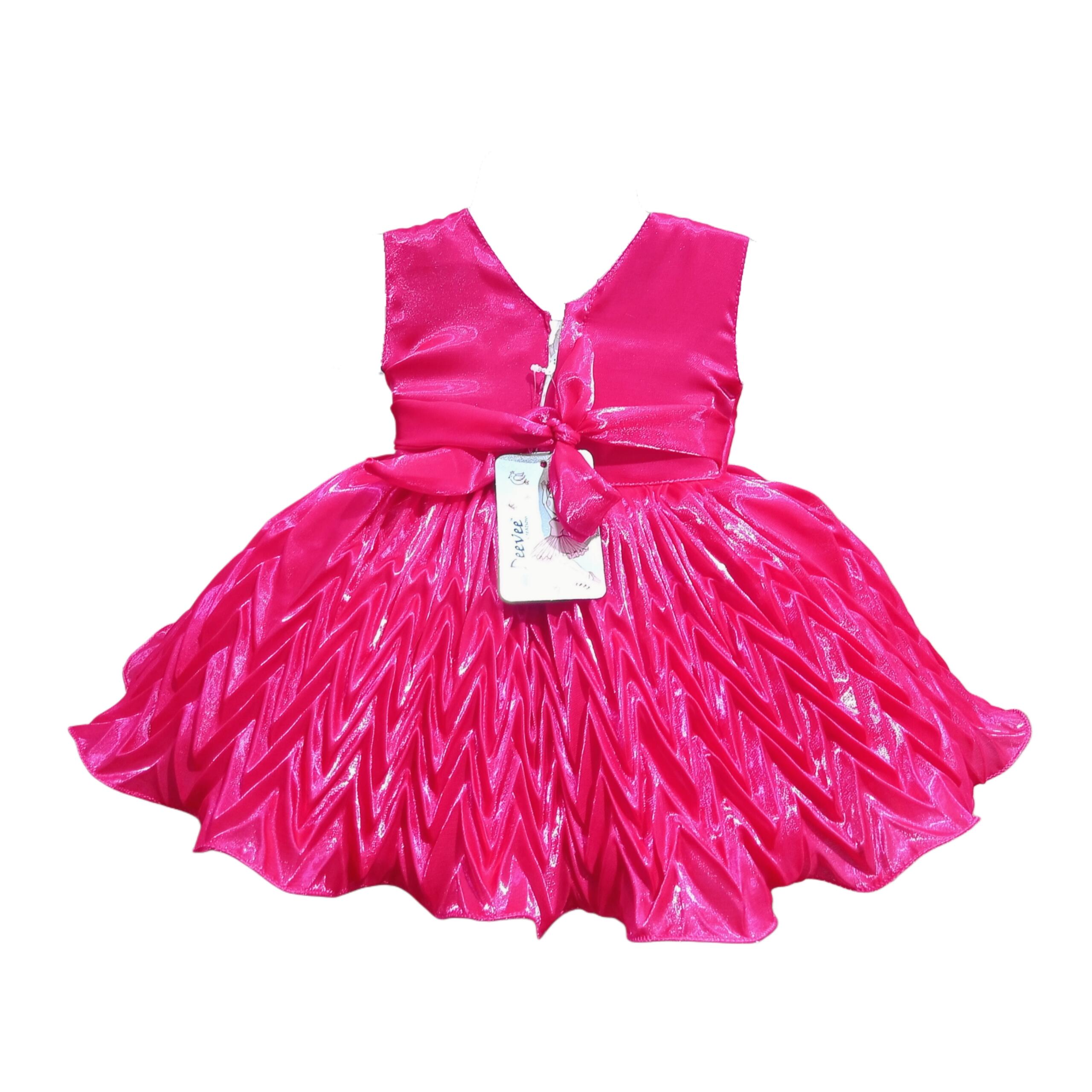 DeeVee Creations Sparkling Baby Girls Party Wear Frock With Floral Embellishments - Image 7