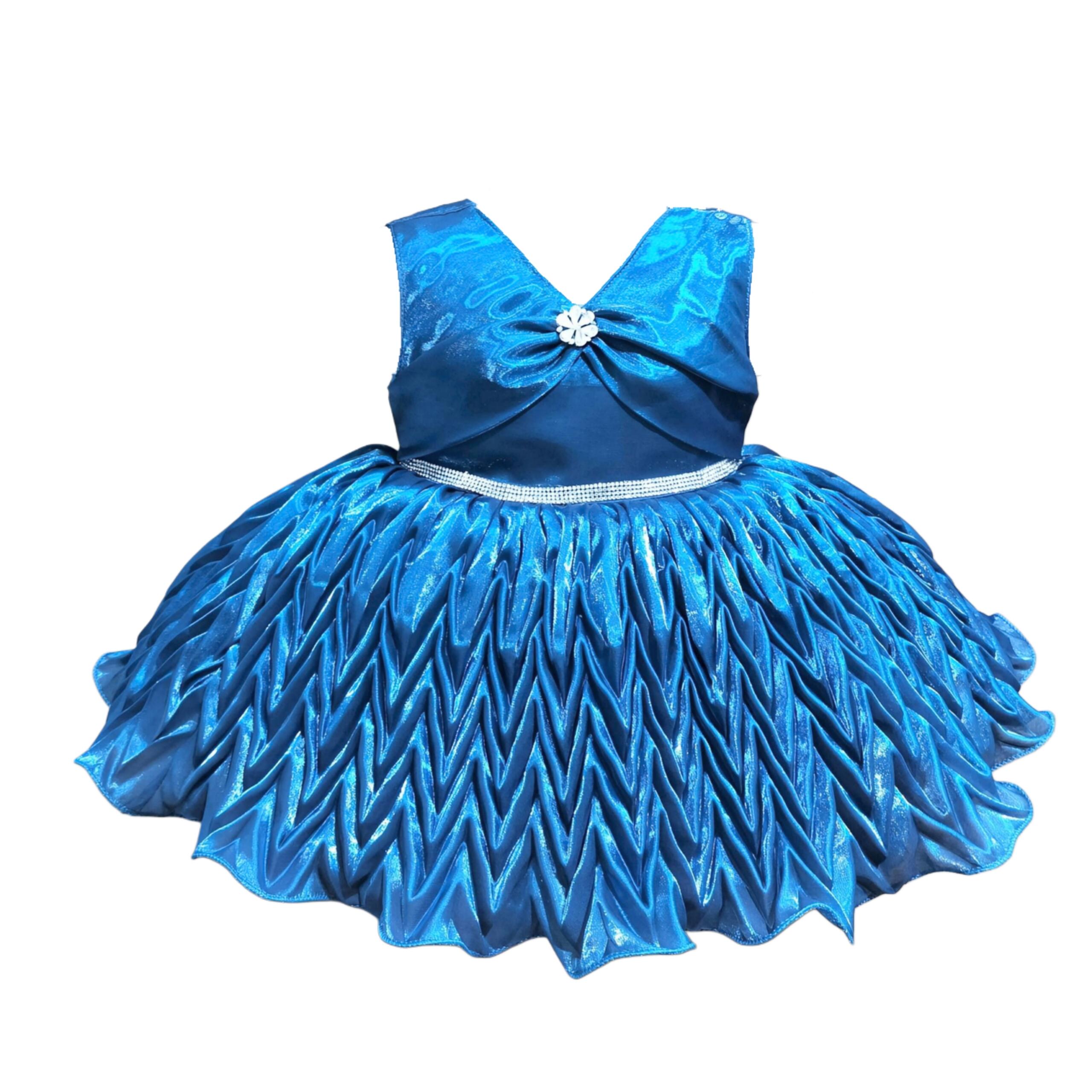 DeeVee Creations Sparkling Baby Girls Party Wear Frock With Floral Embellishments - Image 2