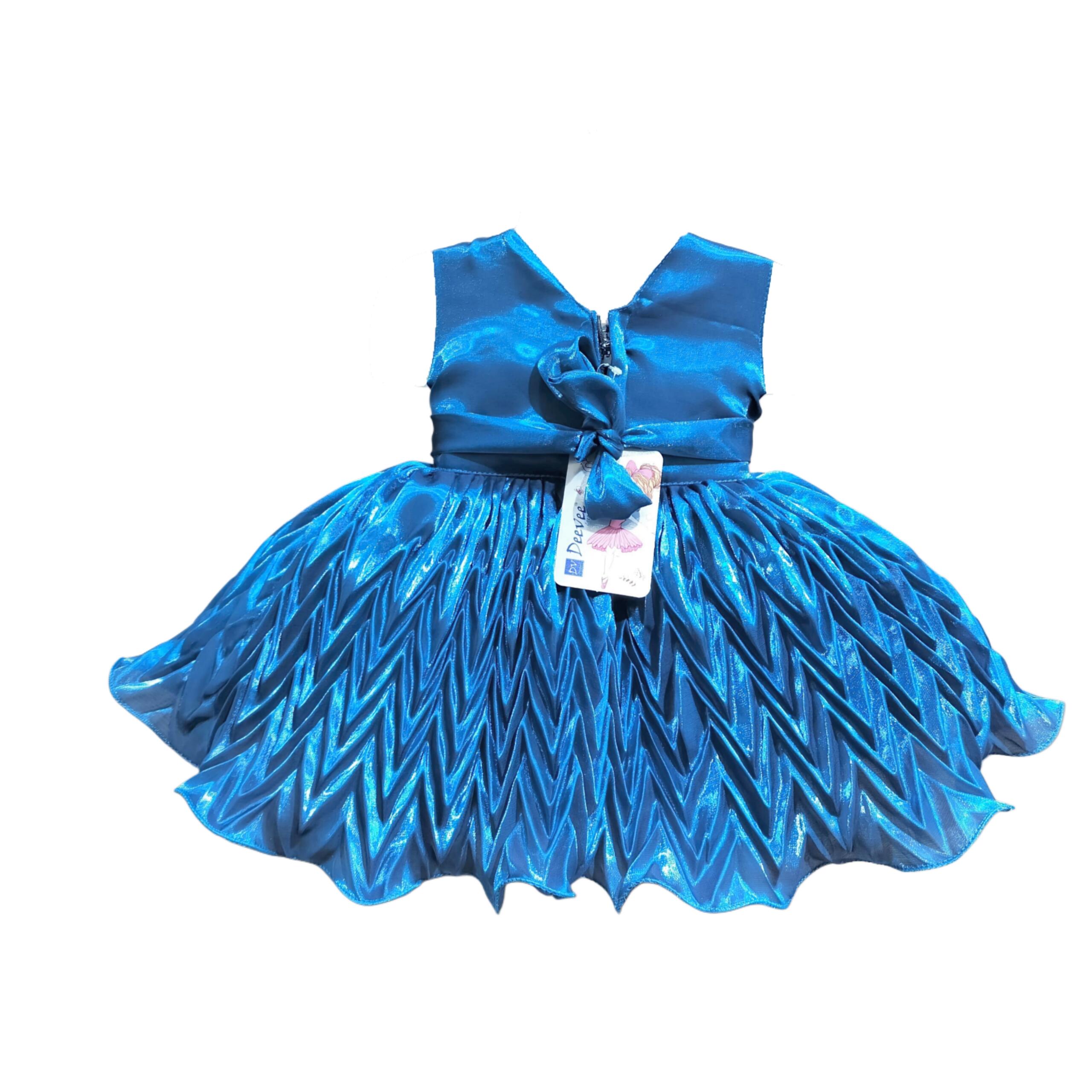 DeeVee Creations Sparkling Baby Girls Party Wear Frock With Floral Embellishments - Image 3