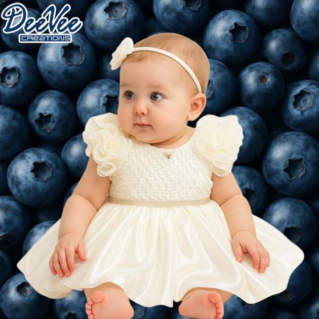 DeeVee Creations New Special Occasions Frock with Ruffle Cap Sleeves & Textured Bodice