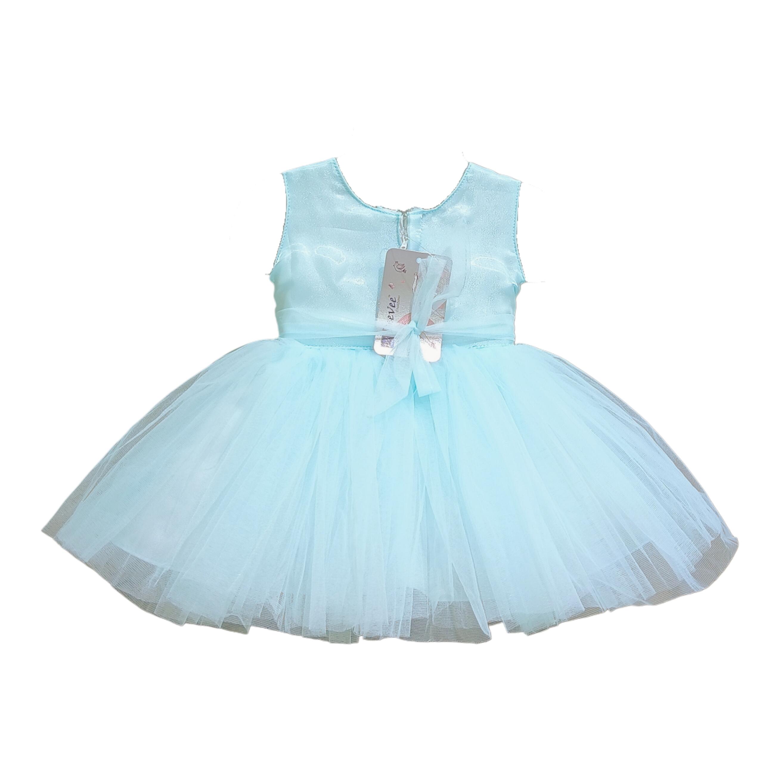DeeVee Creations New Baby Girl Party Dress With Flower Applique & Rosette Hem - Image 3
