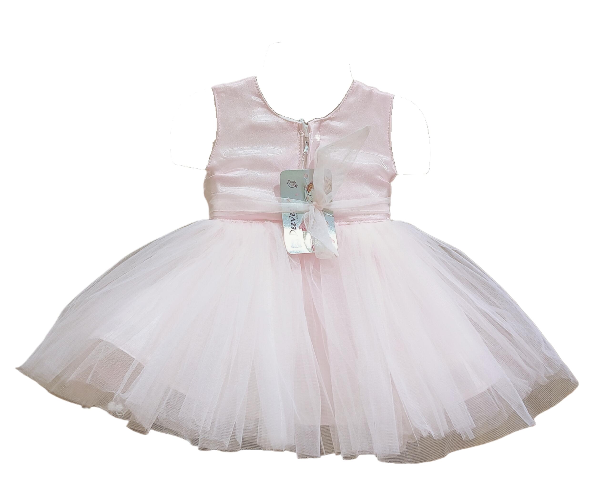 DeeVee Creations New Baby Girl Party Dress With Flower Applique & Rosette Hem - Image 6