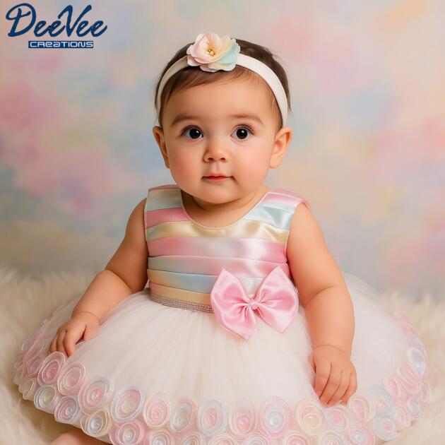 DeeVee Creations New Charming Multicolor Party Frock for Baby Girls