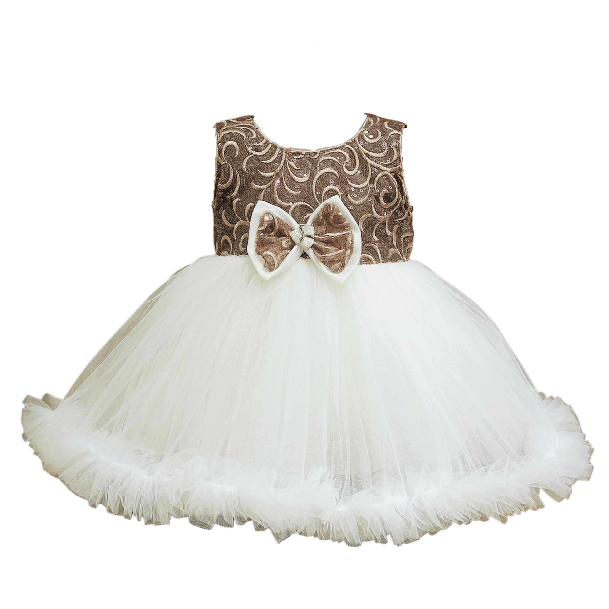 DeeVee Creations New Baby Girls Party Frock with Sequined Bodice & 3D Bow Embellishment - Image 2