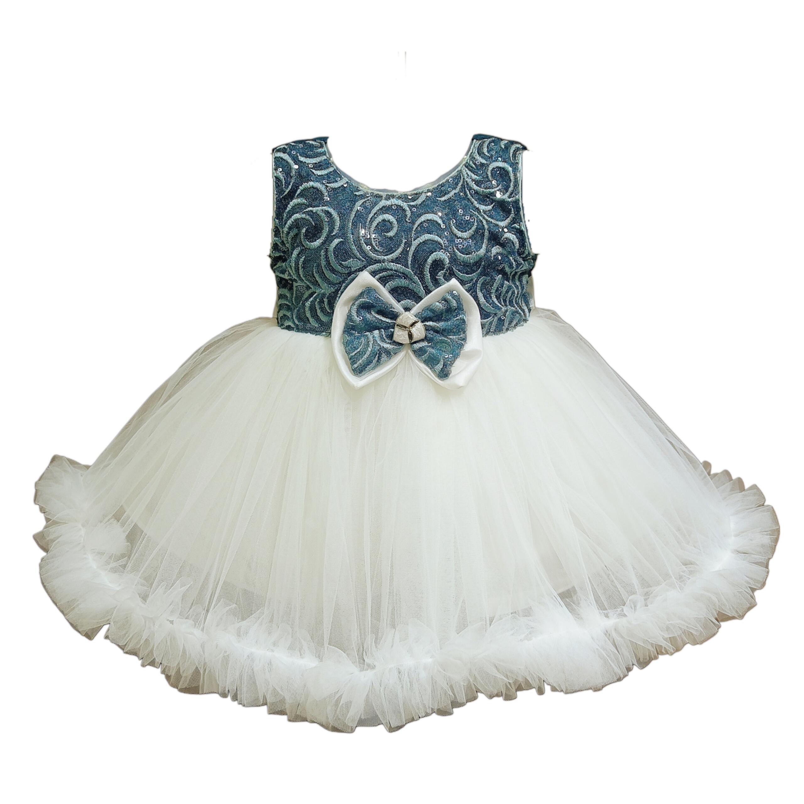 DeeVee Creations New Baby Girls Party Frock with Sequined Bodice & 3D Bow Embellishment - Image 4