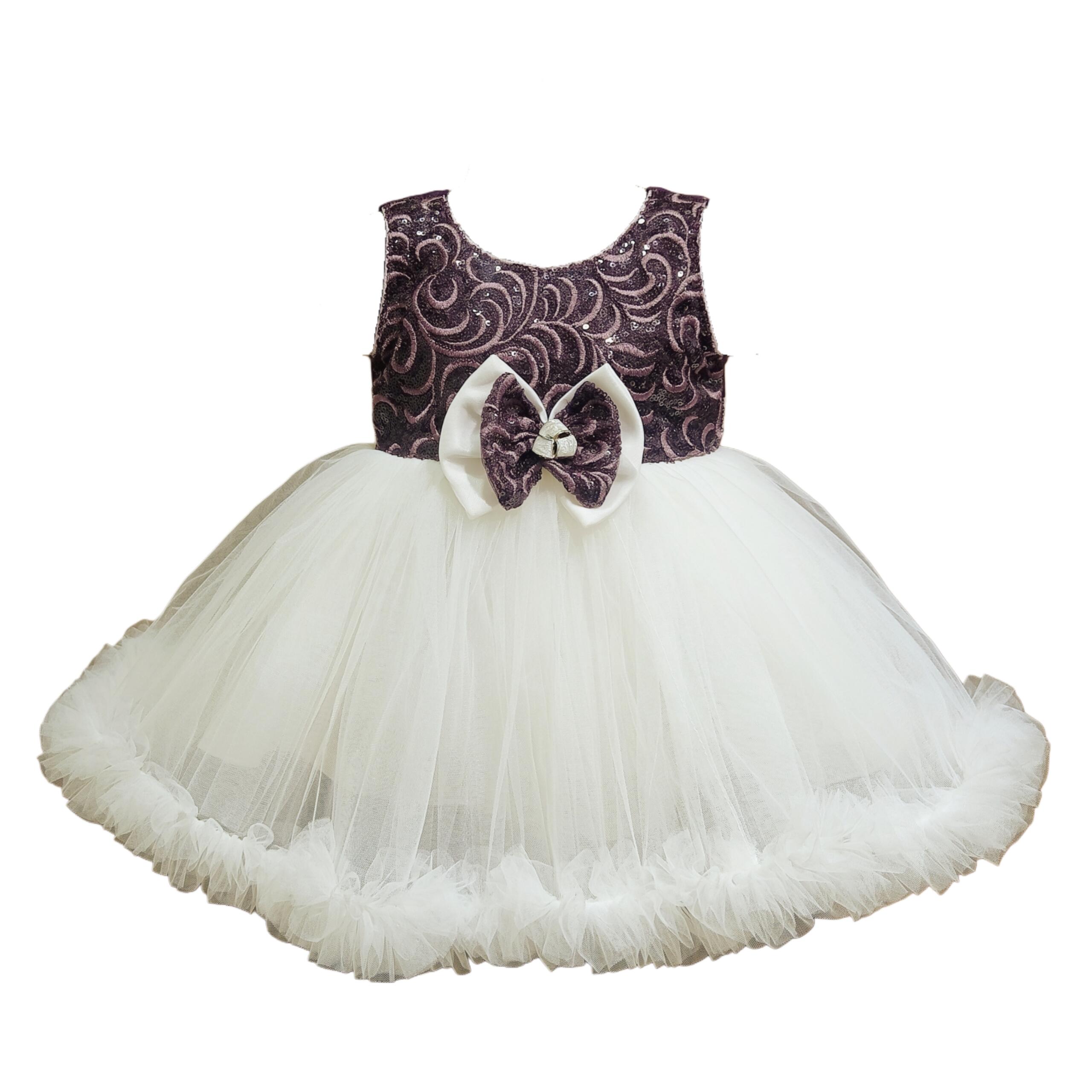 DeeVee Creations New Baby Girls Party Frock with Sequined Bodice & 3D Bow Embellishment - Image 6