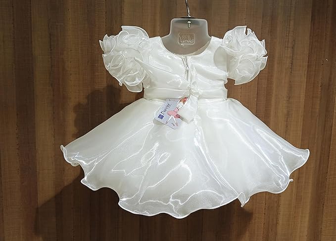 DeeVee Creations Baby Girl's Party Wear Frock with Matching Elastic Hairband. - Image 5