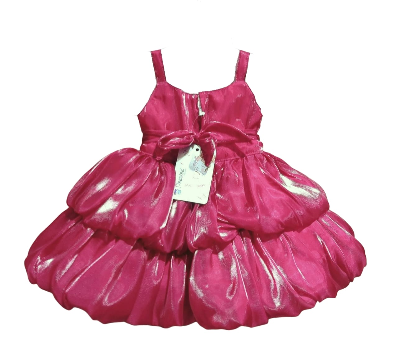 DeeVee Creations Beautiful And Elegant Double Balloon Flared Frock With Big Flower In Bodice. - Image 3