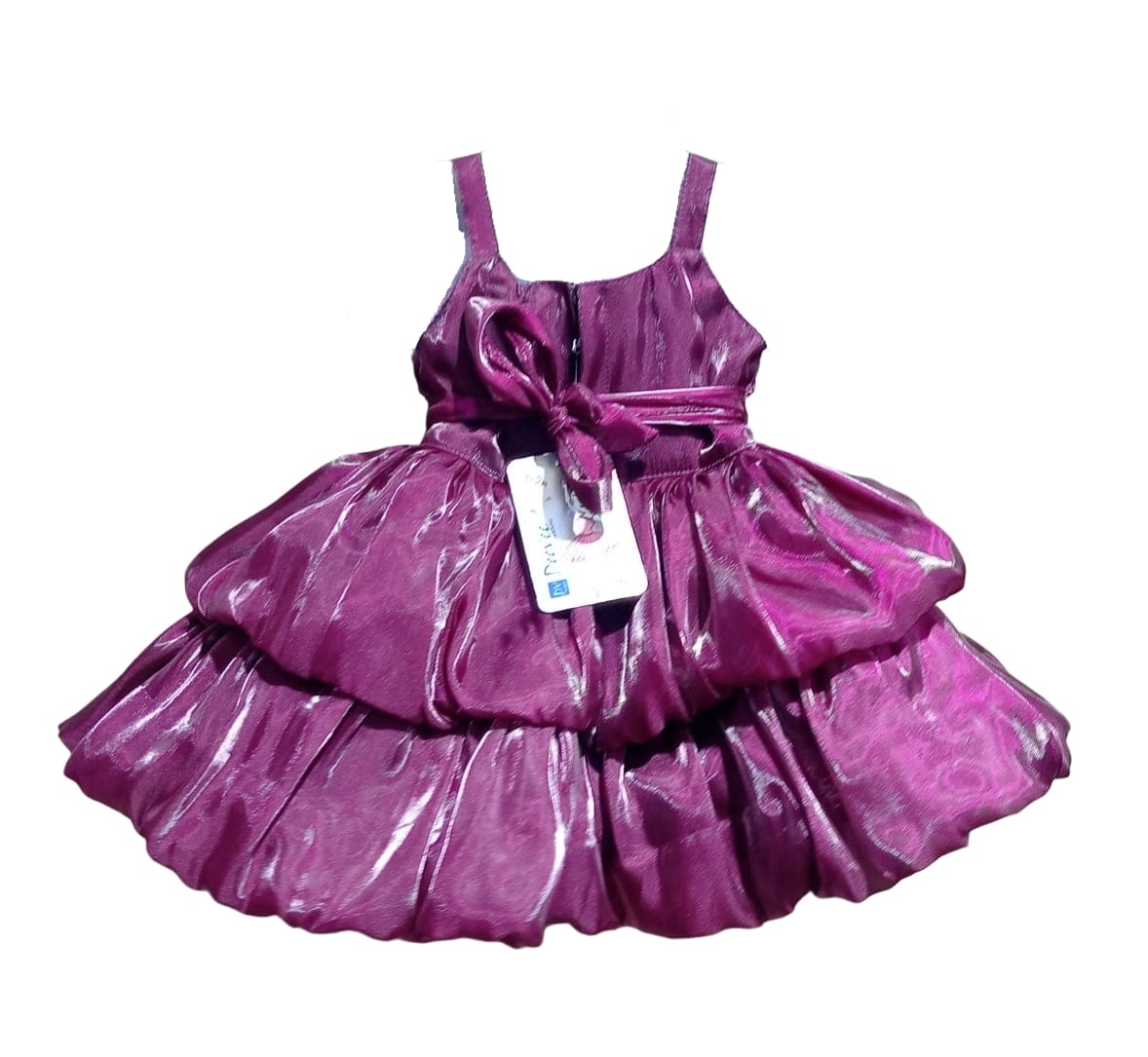 DeeVee Creations Beautiful And Elegant Double Balloon Flared Frock With Big Flower In Bodice. - Image 9