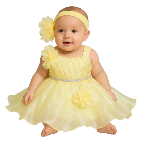 DeeVee Creations Party Wear, One-Shoulder Tulle Frock With Floral Details and Rhinestone Belt.