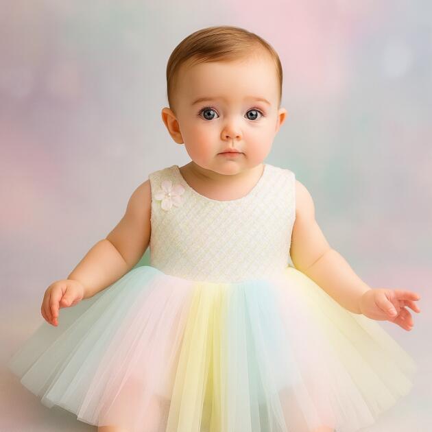 DeeVee Creations New Luxury Pastel Unicorn-Style Baby Girl Party Dress with Flared frock and Elegant Sleeveless Bodice – Best for Celebrations, Gifting & Memory Photos