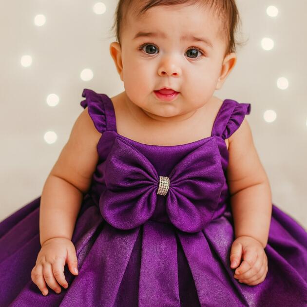 DeeVee Creations Beautiful Satin Baby Girls frock with Grand Bow Accent, Smooth Back Zipper, and Luxurious Pleated baby frock for Festive Wear