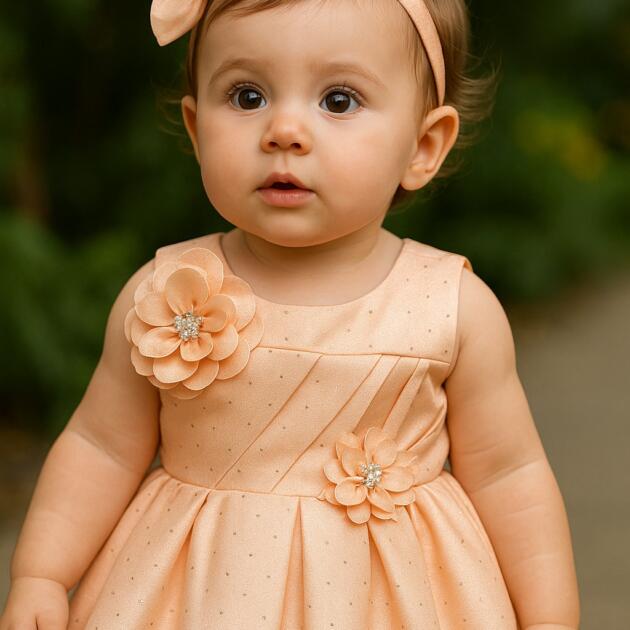DeeVee Creations New Elegant Blush Flower Embellished Party Baby Girls Dress